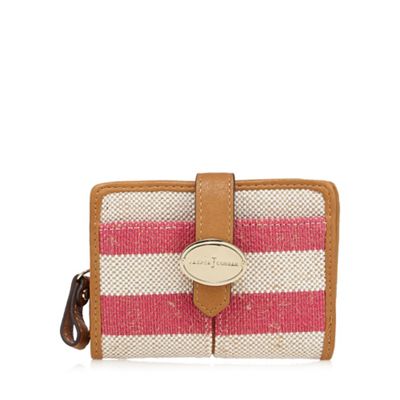 Dark pink striped medium tab over purse